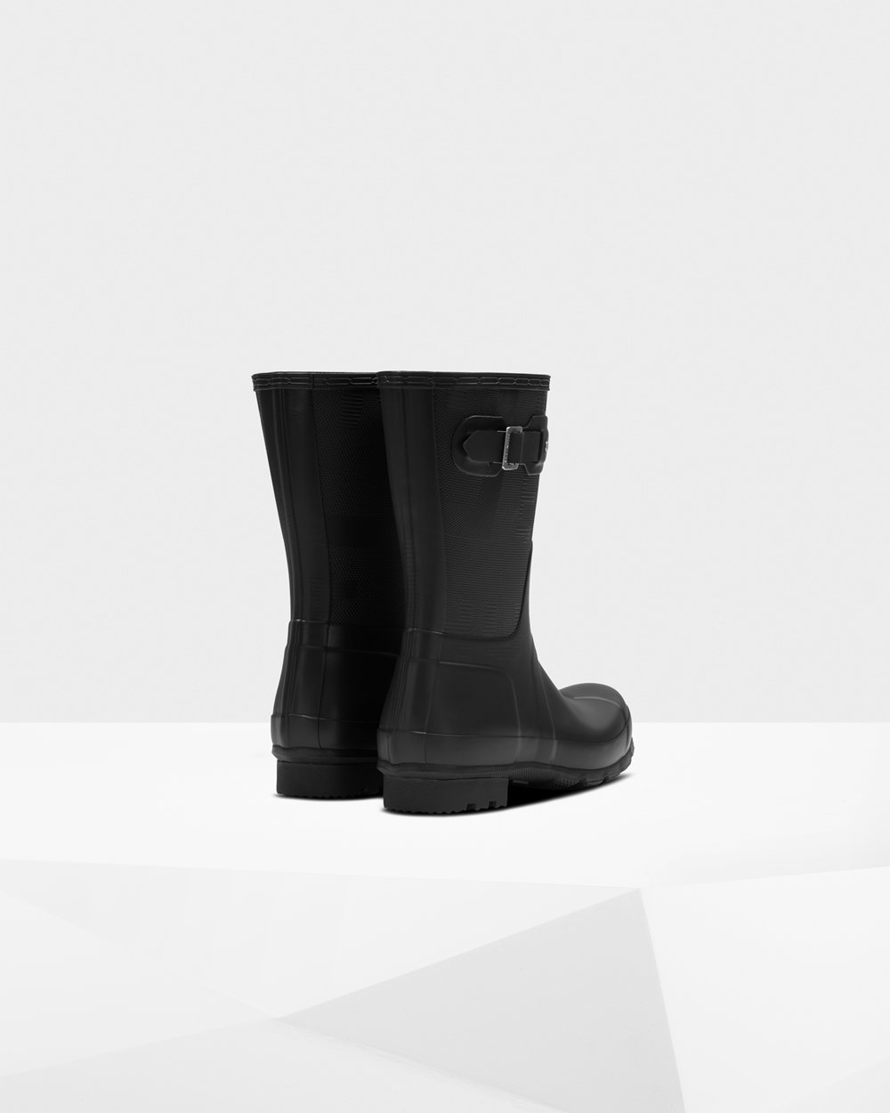 Men Hunter Original Exploded Logo Texture | Short Rain Boots Black | NZ-34817-RMAN